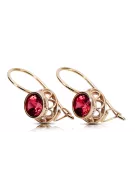 Rubis Or rose 14 carats vintage d'origine Des boucles d'oreilles Bijoux vintage vec117r